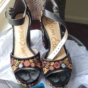 Sam Edelman "Marsha" embroidered velvet sandals